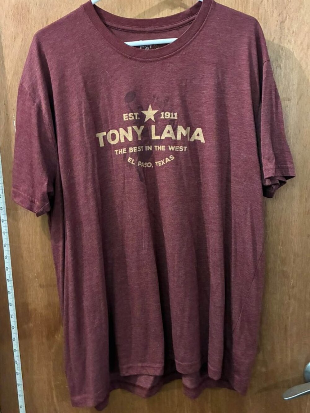 🐻Size 3XL - Tony Lama - Maroon Short Sleeve Promotional T-Shirt